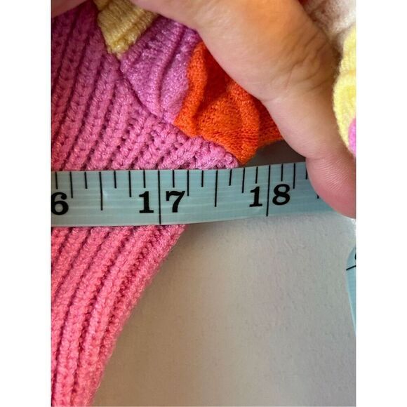 Anthropologie THML Rib Knit Mid Puff Sleeve Sweater XS Sherbet Coachella - Picture 6 of 9
